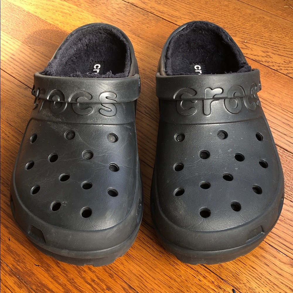 CROCS Men’s Black Lined Slip-on Clogs Size 12 - Picture 2 of 6